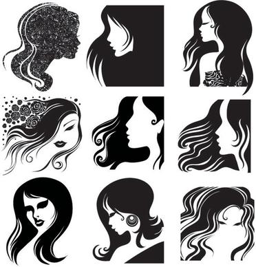 female head silhouette vector