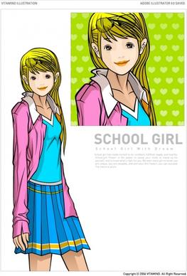 female students cartoon characters vector