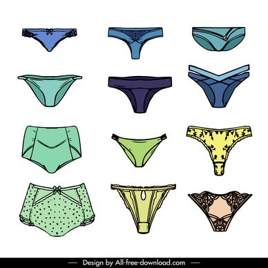 female underwear design templates flat handdrawn 