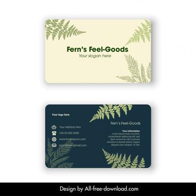 ferns feel goods business card template elegant contrast leaf decor
