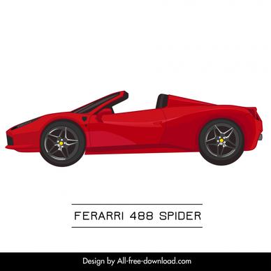 ferrarri 488 spider car model advertising template modern side view sketch  