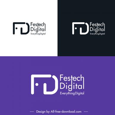 festech digital logo flat modern stylized texts