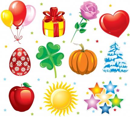 season holidays design elements colorful modern symbols