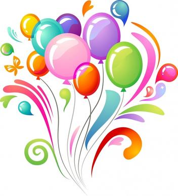 decorative background colorful balloons curves ornament