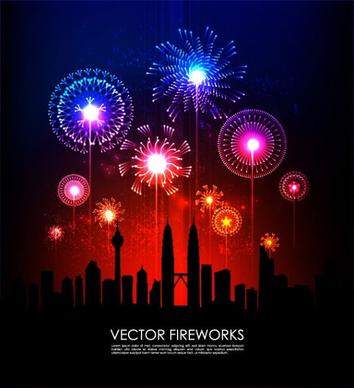 festive fireworks 02 vector