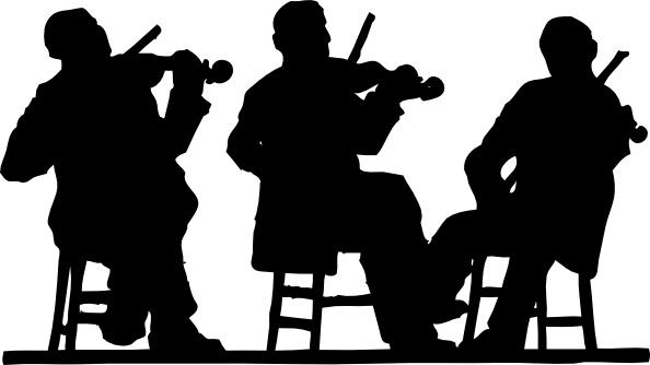 Fiddlers In Silhouette clip art