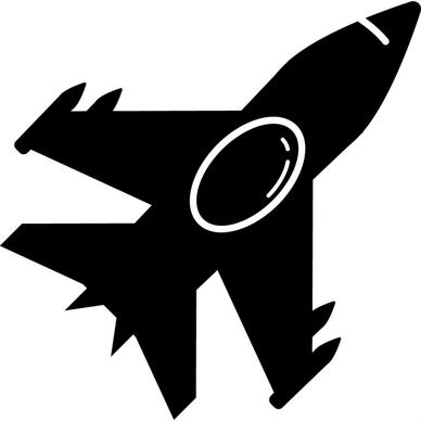 fighter jet sign icon flat symmetric silhouette design