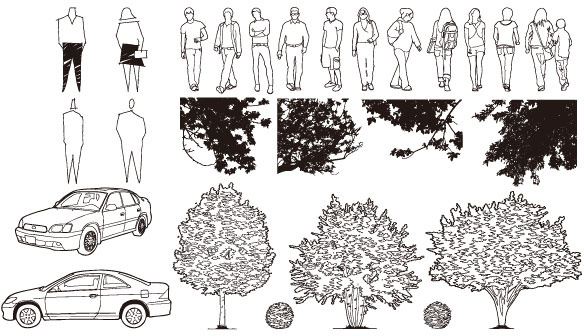 figure automobile trees vector
