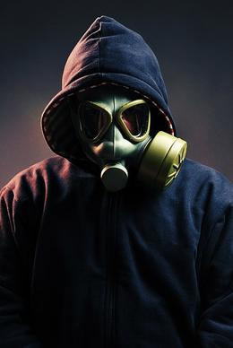 figure wearing a gas mask picture 1