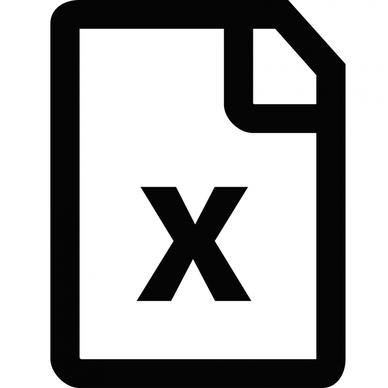 file excel sign icon flat black white contrast x lettering sketch