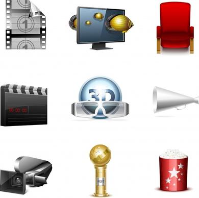 movie design elements modern 3d symbols sketch