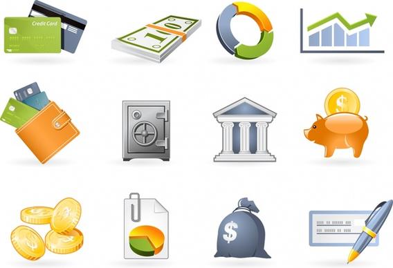 finance icons colorful modern banking money chart sketch