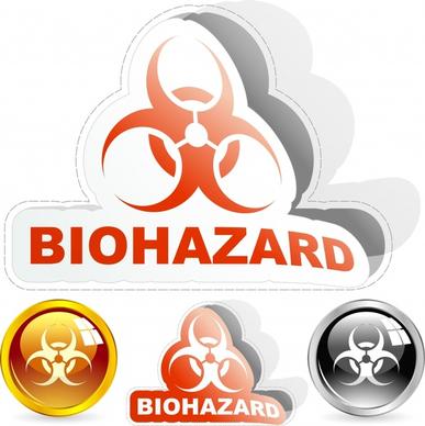 bio hazard labels templates modern shiny shapes