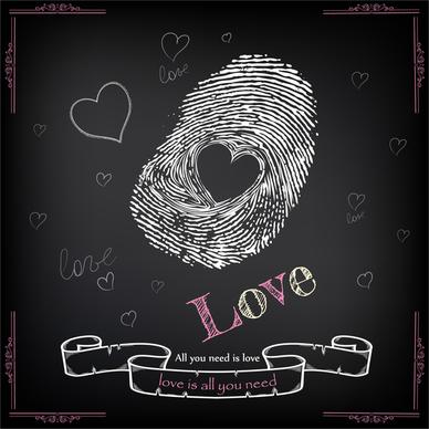 finger print love heart