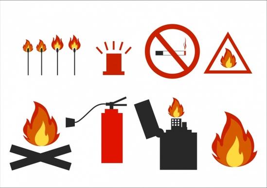 fire design elements various flat symbols