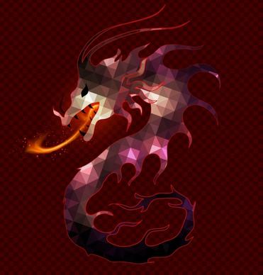 fire dragon background polygonal decoration eastern classical style