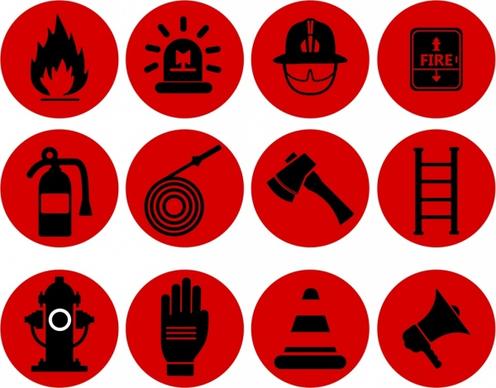 fire fighting design elements red design flat icons