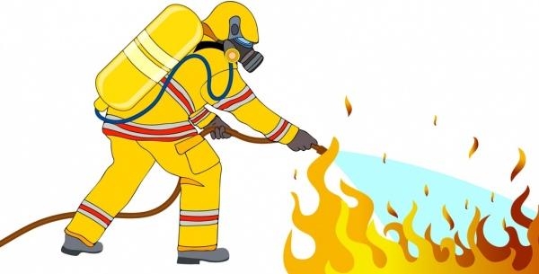 fire fighting work background fireman flame icons