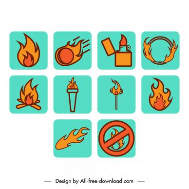 fire icon sets flat isolation flame symbols outline 
