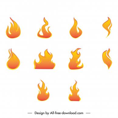 fire icon sets modern flat orange shapes