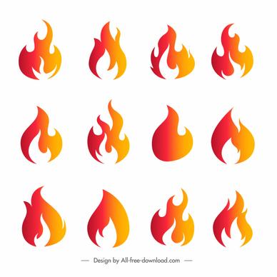 fire icons collection flat orange shapes