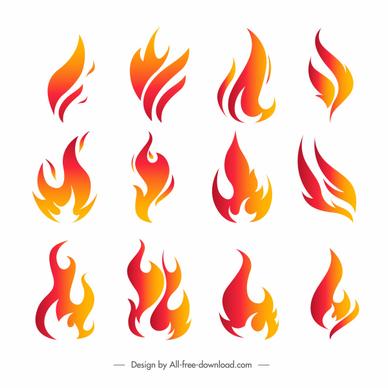 fire icons collection modern flat dynamic shapes