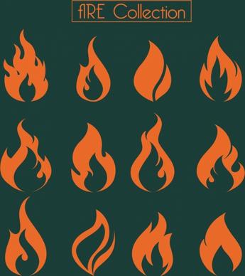fire icons collection orange shapes design