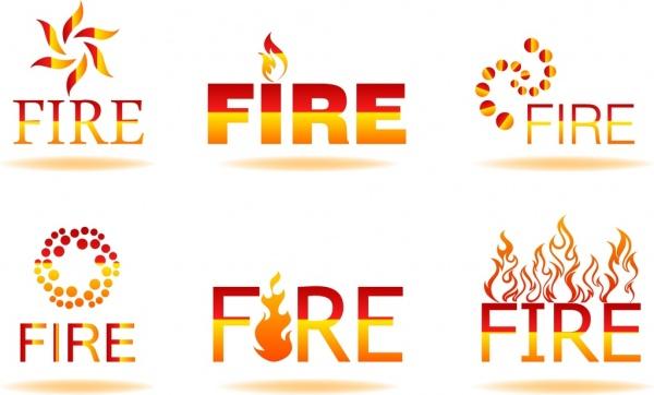 fire logotype sets shiny red text symbols ornament