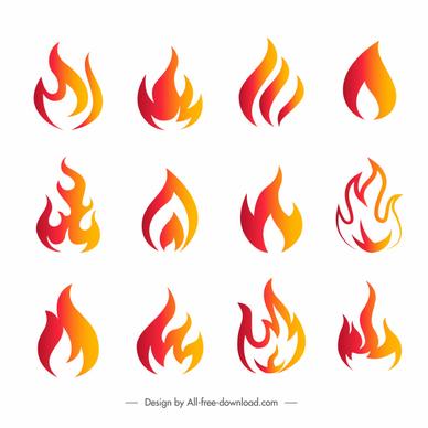 fire logotypes collection dynamic orange flat shapes