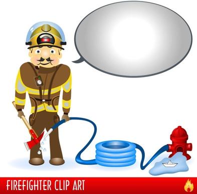 firefighters and fire equipment 03 vector