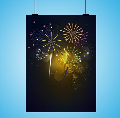 fireworks background template colorful sparkling design