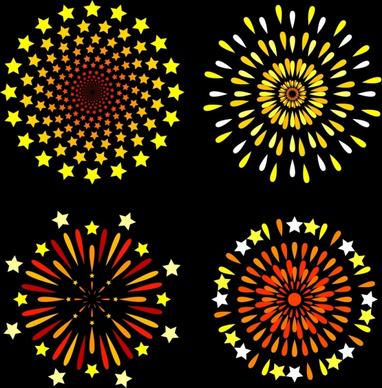 fireworks design element colorful flat style