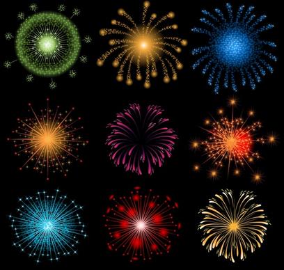 fireworks design elements colorful bursting shapes decor