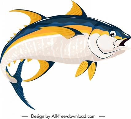 fish icon swimming motion sketch colorful handdrawn 3d