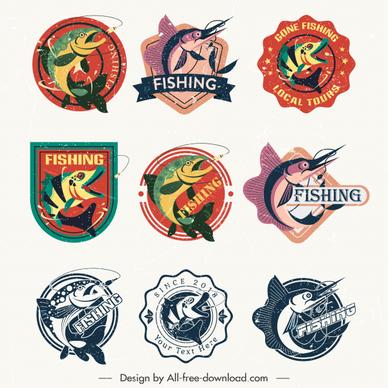 fish labels templates motion sketch retro design