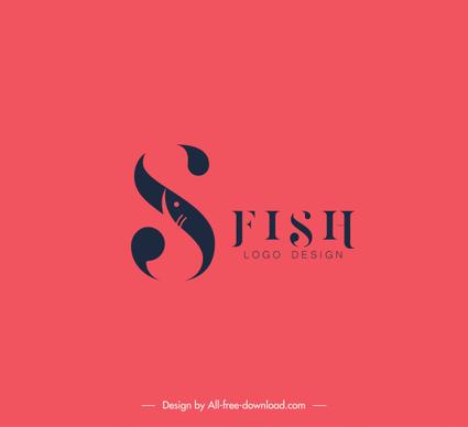 fish logo template simple flat texts decor