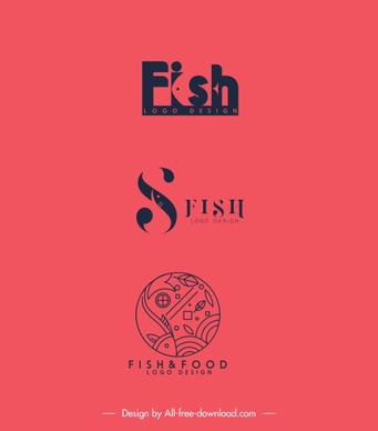 fish logo templates classical flat handdrawn sketch