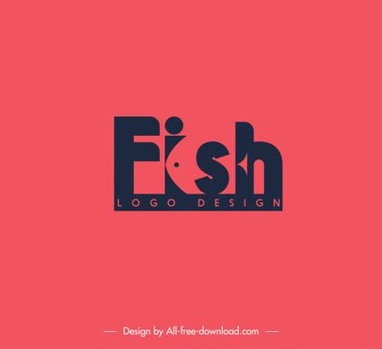 fish logotype flat dark design texts decor
