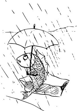 Fish With Umbrella clip art
