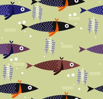 fishes background classical flat repeating design