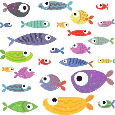 fishes background colorful retro design