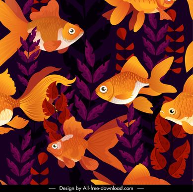 fishes pattern colorful dark classic decor