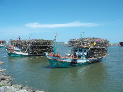 fishing boats thailand sea