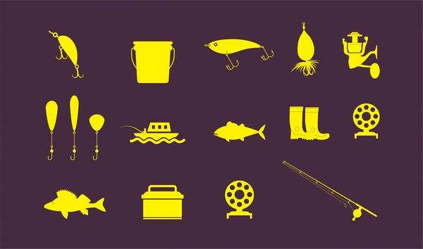 fishing icons sets vector illustration in flat design