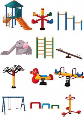 playground toys icons colorful modern sketch