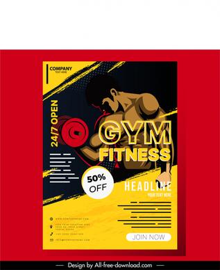 fitness flyer template bodybuilding sketch grunge dark design