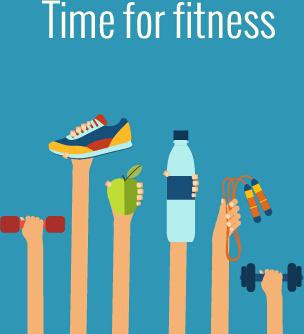 fitness with hands flat vector template