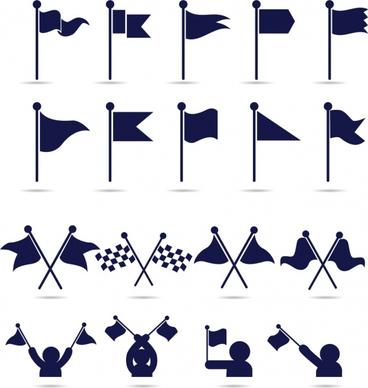 flag icons collection various flat isolation