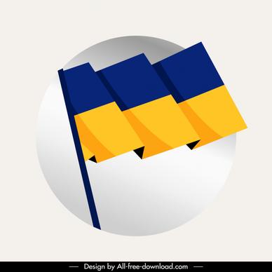flag ukraine internation sign icon 3d sketch