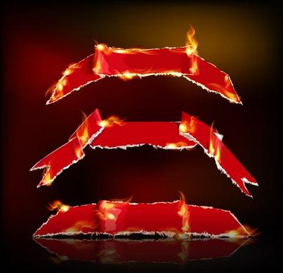 flame burning paper effect 02 vector